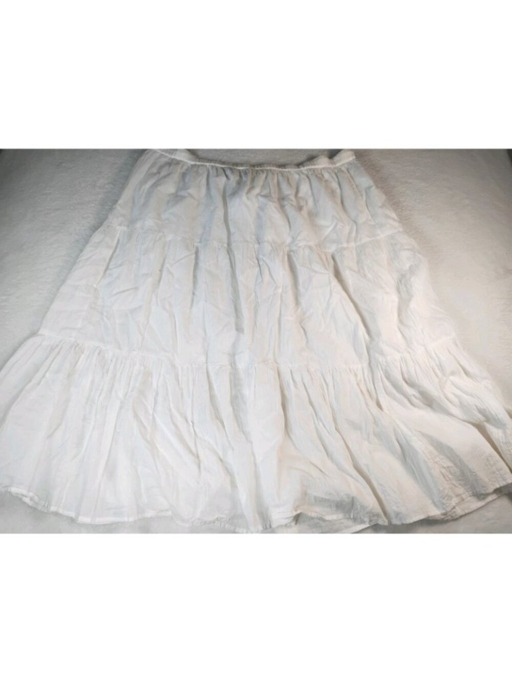 Vtg White Stag Tiered Midi Skirt Boho Casual Pull On Cotton Lined XL 16/18 White - Picture 3 of 6